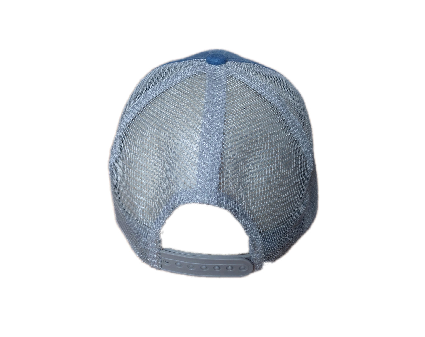 Embroidered bluefish trucker hat back view
