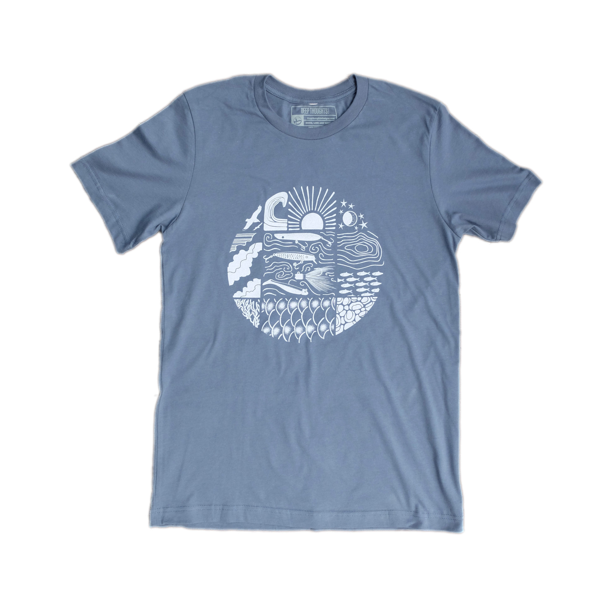 Day On The Water' Fishing T-Shirt - Slate Blue L