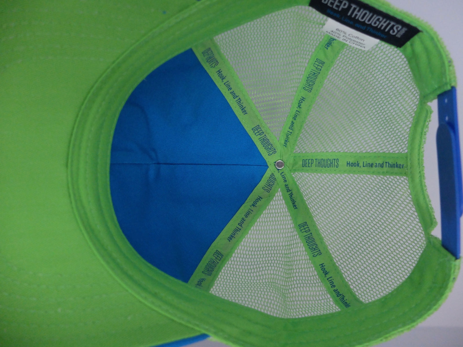 mahi mahi Deep Thoughts Designs trucker cap custom inner taping